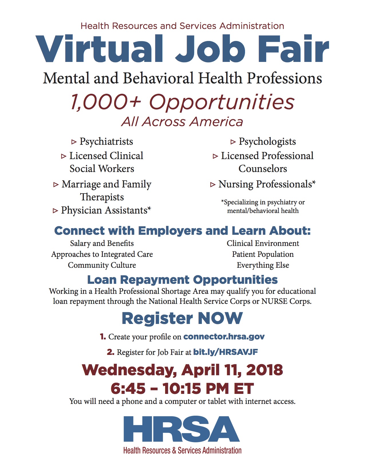 Virtual Job Fair – Mental and Behavioral Health Professions